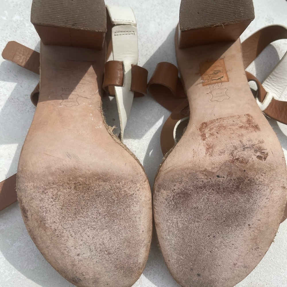 Tory Burch Marbella Brown/Ivory Leather Ankle Strap Espadrille Sandal - Picture 8 of 12